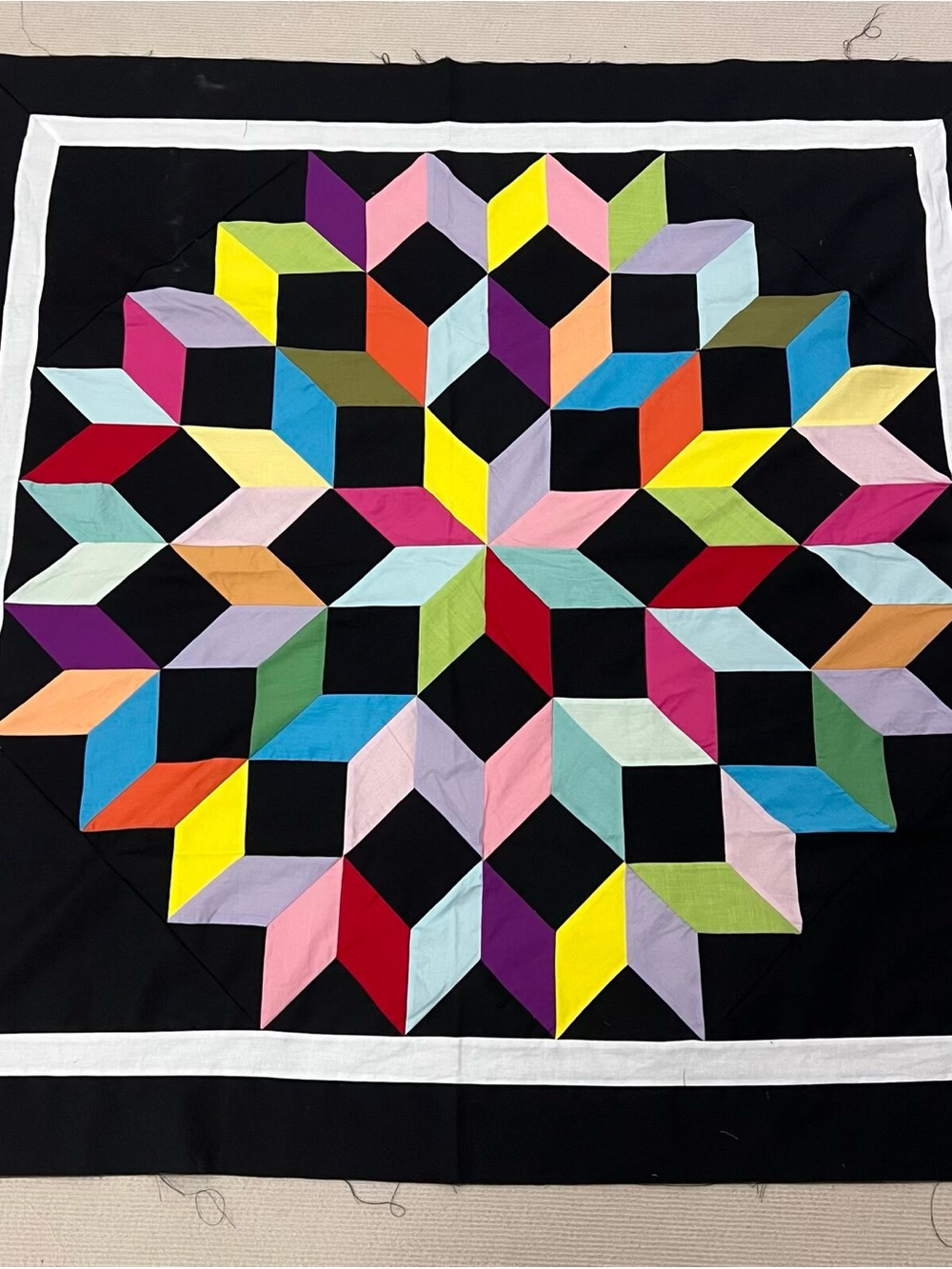 Handmade Winter Dream Stars Baby Quilt Top 47x47" Pieced~BABY/BED/Wall Decor